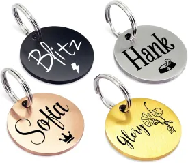 Ultra Joys Personalized Dog Tags for Pets - Durable Stainless Steel Customizable Dog Cat ID Tags - Dog Tags for Safety Optional Engraved on Both Sides -Round Shape Dog Tag Large Size, Rose Gold