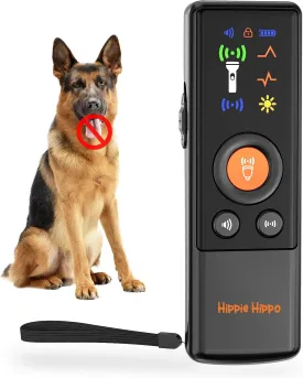 Ultrasonic Dog Bark Deterrent Device Portable Anti Barking Dog Sound with Colorful LED Display Screen & LED Flashlight High-Power Bark Control & Dog Training Clicker for Outdoor & Indoor (Black)