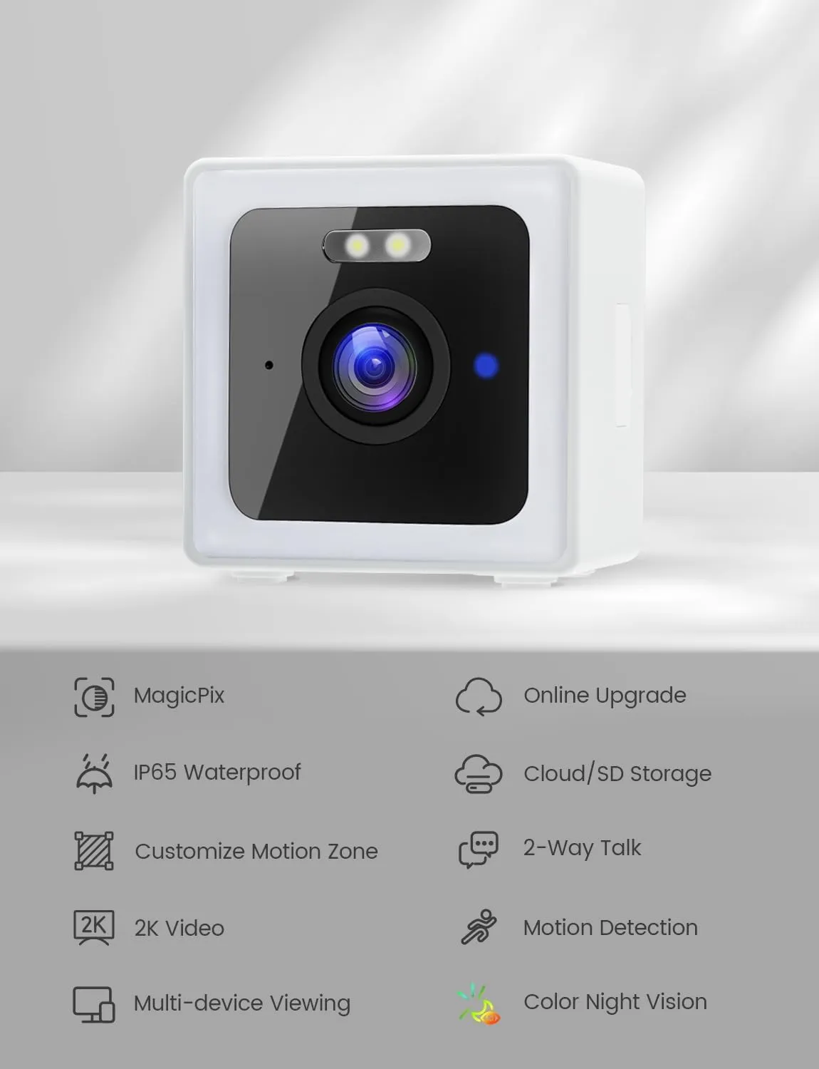 WiFi Home Security Cameras, 2K Outdoor Security Camera, Pet Baby Scurity Camera, Color Night Vision, 2-Way Audio, IP65 Waterproof, Remote Viewing (White-1Pack)