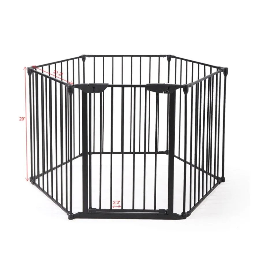 ZUN 146" Extra Wide Baby Gate, 6-Panel Baby Pet Playpen, Fireplace Safety Fence, Foldable Barrier Gate, W2181P160610