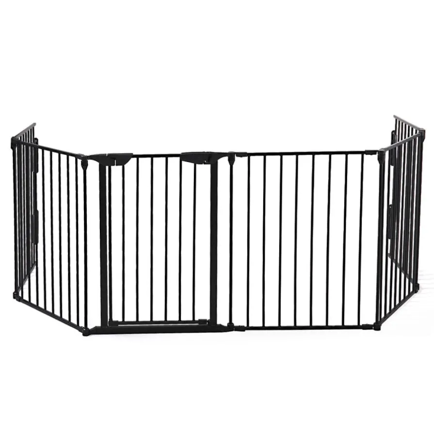 ZUN 146" Extra Wide Baby Gate, 6-Panel Baby Pet Playpen, Fireplace Safety Fence, Foldable Barrier Gate, W2181P160610