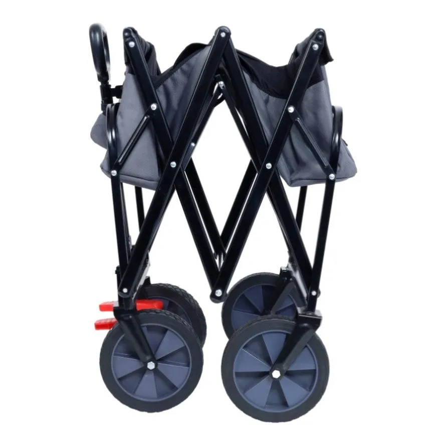 ZUN 150L Collapsible Wagon Cart Foldable, Utility Garden Wagon with 360lbs Weight Capacity, Heavy Duty W321P269219