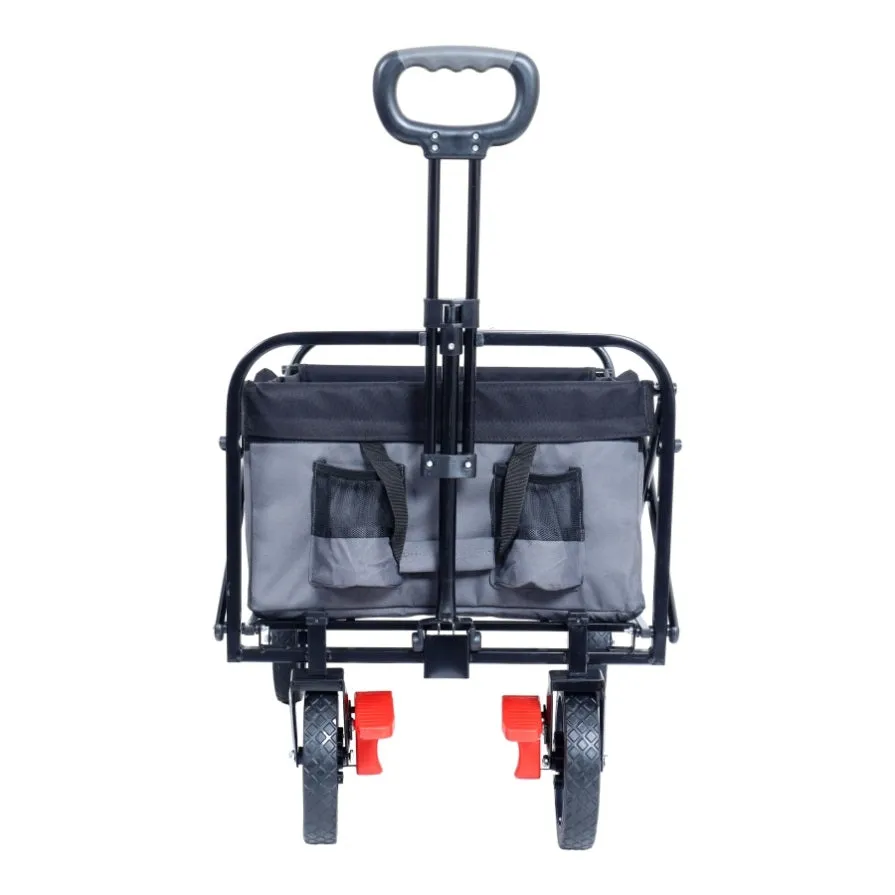 ZUN 150L Collapsible Wagon Cart Foldable, Utility Garden Wagon with 360lbs Weight Capacity, Heavy Duty W321P269219