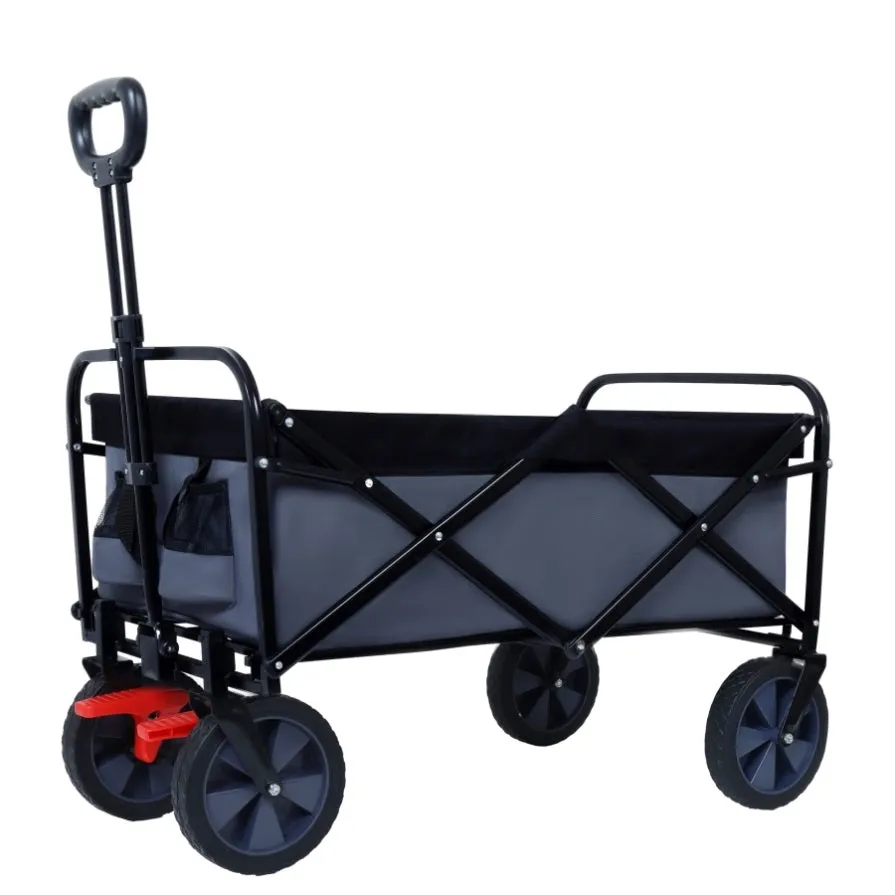 ZUN 150L Collapsible Wagon Cart Foldable, Utility Garden Wagon with 360lbs Weight Capacity, Heavy Duty W321P269219